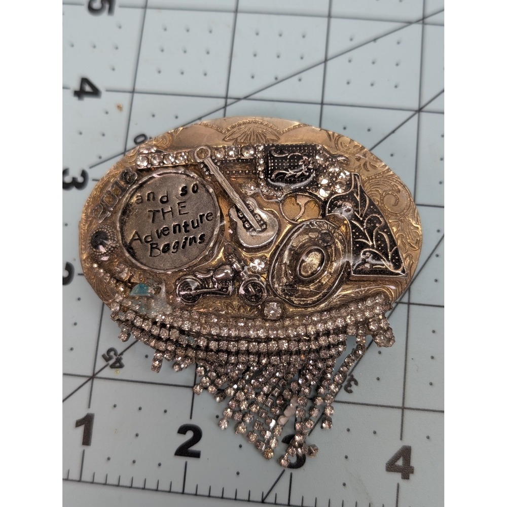 Western Belt Buckle Womens Silver Rhinestone Fringe And So The Adventure Begins